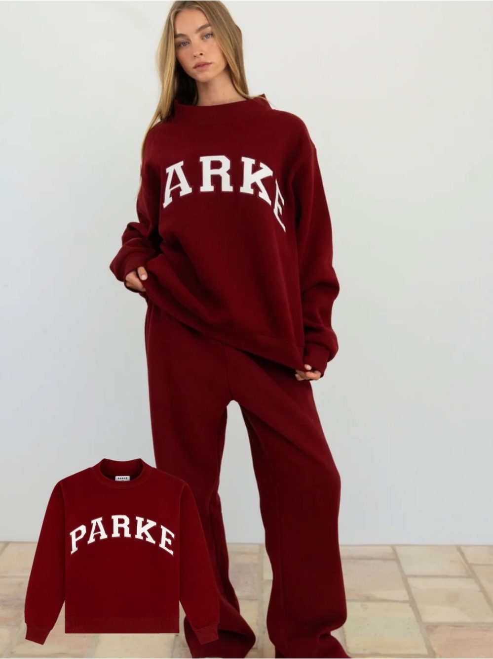 Parke Varsity Mockneck-Maroon NWT in Size L/XL